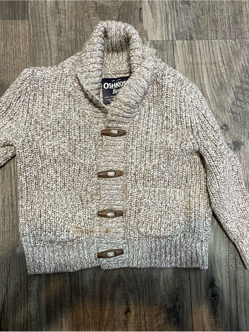 OshKosh B'gosh Cream Toggle Shawl-Collar Knit Cardigan